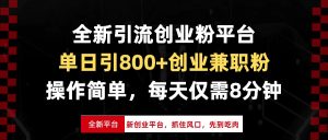 全新引流创业粉平台，单日引800+创业兼职粉，抓住风口先到吃肉，每天仅…-必智轻创社