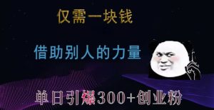 仅需一块钱，借助别人的力量，单日引爆300+创业粉、兼职粉-必智轻创社