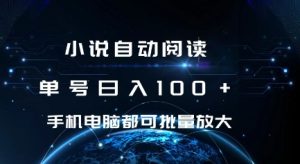 小说自动阅读 单号日入100+ 手机电脑都可 批量放大操作-必智轻创社