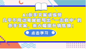 AI杀手文案训练营:几乎不用动笔就能写出“一击必中”的杀手文案,来大幅提升销售额!-必智轻创社