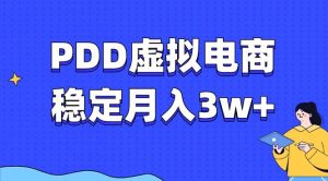 PDD虚拟电商教程，稳定月入3w+，最适合普通人的电商项目-必智轻创社