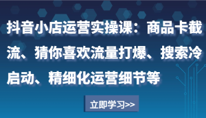 抖音小店运营实操课:商品卡截流、猜你喜欢流量打爆、搜索冷启动、精细化运营细节等-必智轻创社