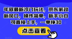 年底最新冷门玩法,京东家政新风口,操作简单,新手小白可直接上手,一单挣30-必智轻创社