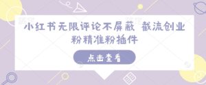 小红书无限评论不屏蔽 截流创业粉精准粉插件-必智轻创社