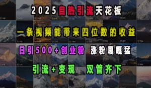 2025自热引流天花板，一条视频能带来四位数的收益，引流+变现双管齐下，日引500+创业粉，涨粉嘎嘎猛-必智轻创社
