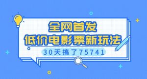 全网首发，低价电影票新玩法，已有人30天搞了75741-必智轻创社