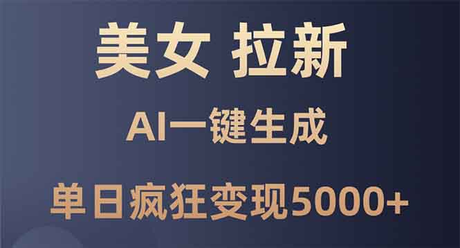 美女暴力拉新，通过AI一键生成，单日疯狂变现5000+，纯小白一学就会！-必智轻创社