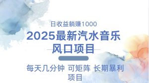 2025最新汽水音乐躺赚项目 每天几分钟 日入1000＋-必智轻创社