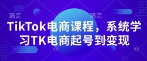 TikTok电商课程,系统学习TK电商起号到变现-必智轻创社