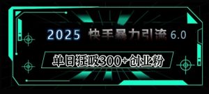 2025年快手6.0保姆级教程震撼来袭,单日狂吸300+精准创业粉-必智轻创社