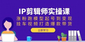 IP剪辑师实操课:涨粉跑模型起号到变现,挂车视频打造爆款带货-必智轻创社
