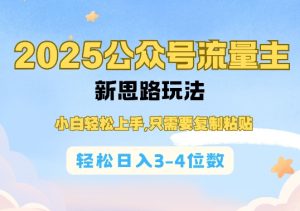 2025公双号流量主新思路玩法，小白轻松上手，只需要复制粘贴，轻松日入3-4位数-必智轻创社