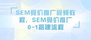 SEM竞价推广视频教程,SEM竞价推广0-1搭建流程-必智轻创社