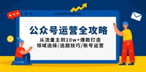 公众号运营全攻略：从流量主到10w+爆款打造，领域选择/选题技巧/账号运营-必智轻创社