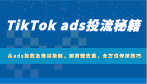 TikTok ads投流秘籍:从ads投放及素材拆解,到剪辑去重,全方位传授技巧-必智轻创社