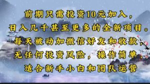 前期只需投资10元加入,日入几千甚至更多的全新项目。每天被动加微信好…-必智轻创社