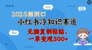 2025新风口,小红书冷知识赛道,无脑复制粘贴,一单变现300+-必智轻创社