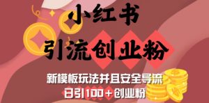 小红书引流创业粉,新模板玩法并且安全导流,日引100+创业粉-必智轻创社