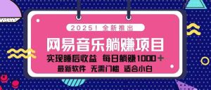 2025最新网易云躺赚项目 每天几分钟 轻松3万+-必智轻创社