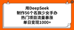用DeepSeek制作56个名族少女手办,热门项目流量暴涨,单日变现多张-必智轻创社