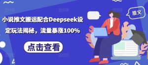 小说推文搬运配合Deepseek设定玩法揭秘，流量暴涨100%-必智轻创社