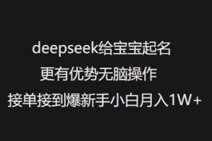 deepseek给宝宝起名更有优势无脑操作接单接到爆新手小白月入1W+-必智轻创社