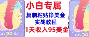 复制粘贴挣美金,0门槛,1天收入95美刀,3分钟学会,内部教程(首次公开)-必智轻创社