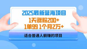 2025蓝海项目 1天涨粉200+ 1单99 1个月2万+-必智轻创社