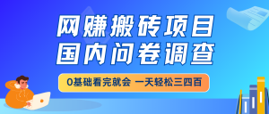 网赚搬砖项目,国内问卷调查,0基础看完就会 一天轻松三四百,靠谱副业…-必智轻创社