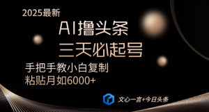 AI撸头条三天必起号手把手教小白复制粘贴月入6000+教程-必智轻创社