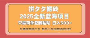 拼夕夕搬砖  日入500+ 2025最新蓝海项目 只需简单复制粘贴 日入500+ 新…-必智轻创社