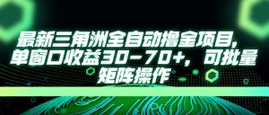 最新三角洲全自动撸金项目，单窗口收益30-70+，可批量矩阵操作-必智轻创社
