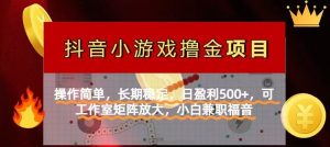 【抖音小游戏发行人计划项目】操作简单，长期稳定，日盈利500+，可工作…-必智轻创社