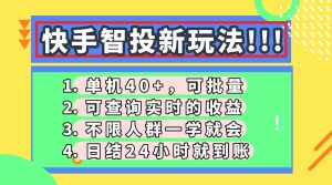 快手智投新玩法,单机日入40+,可批量,可查询实时收益,收益日结24小…-必智轻创社