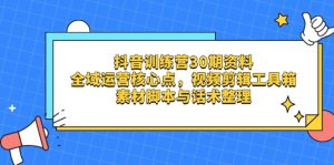 抖音训练营30期资料，全域运营核心点，视频剪辑工具箱 素材脚本与话术整理-必智轻创社