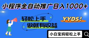 2025年最新风口,小程序自动推广,,稳定日入1000+,小白轻松上手-必智轻创社