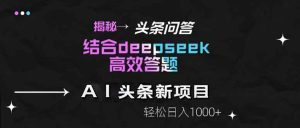 揭秘头条问答新玩法！结合deepseek高效答题，轻松日入1000+-必智轻创社