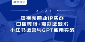 短视频商业IP实战6期:口播剪辑+爆款选题术,小红书运营与GPT应用实战-必智轻创社