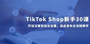 TikTok Shop新手30课,开店注册到后台设置,选品发布全流程教学-必智轻创社