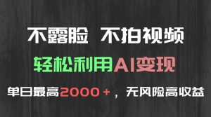 不露脸，不拍视频，轻松利用AI变现，单日最高2000＋，无风险高利润-必智轻创社