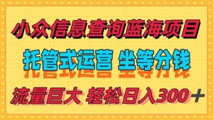 稳定日入300+,小众信息查询蓝海项目,全程懒人式托管,解放你的时间-必智轻创社