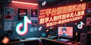 三平台短视频实战课,数字人制作加半无人直播,覆盖20+赛道剪辑与运营技巧-必智轻创社