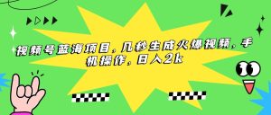 视频号蓝海项目，几秒生成火爆视频，手机操作，日入2k-必智轻创社