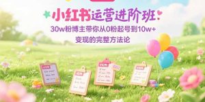 小红书运营进阶班:30w粉博主带你从0粉起号到10w+变现的完整方法论-必智轻创社