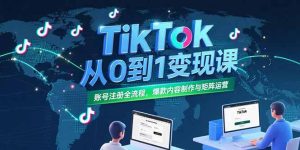 TikTok从0到1变现课,账号注册全流程,爆款内容制作与矩阵运营-必智轻创社