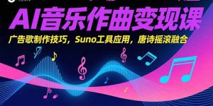 AI音乐作曲变现课，广告歌制作技巧，Suno工具应用，唐诗摇滚融合-必智轻创社