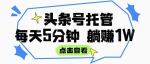 【头条号托管 】我提供视频和文章，你每天5分钟发布，月入3000-5000+，…-必智轻创社