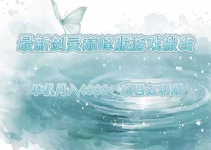 最新剑灵巅峰服游戏搬砖，项目红利期，单机稳定4000+操作简单好上手-必智轻创社