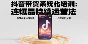 抖音带货系统化培训：连爆品持续运营法，直播流量承接策略，违规避坑全集-必智轻创社