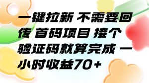 一键拉新 不需要回传 首码项目 接个验证码就算完成 一小时收益70+-必智轻创社